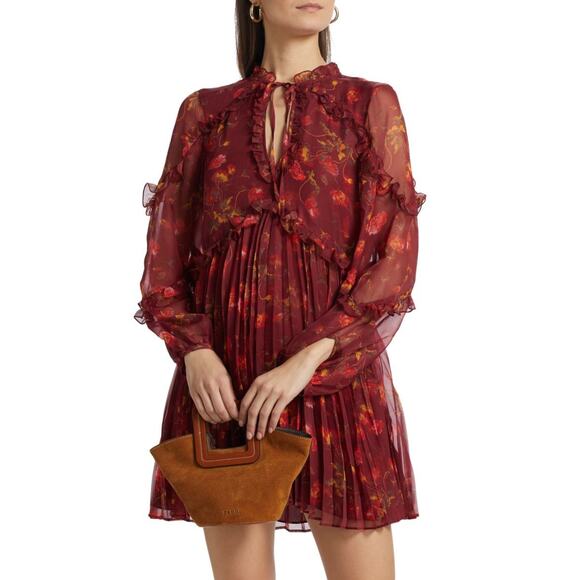 CINQ A SEPT Robin Floral Print Long Sleeve Minidress
